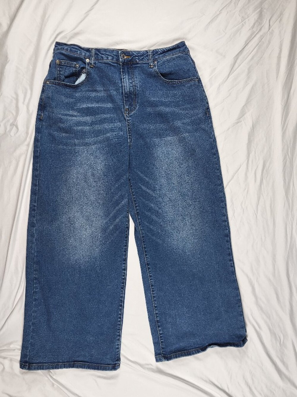 Genleck Jeans Women's 12 High Waist Wide Leg Cropped 90s Y2K Skater Streetwear